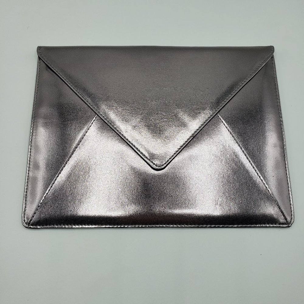 Bloomingdale's Metallic Silver Envelope Clutch